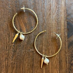 Kendra Scott Hoop Earrings with Pearl & Spike Charms